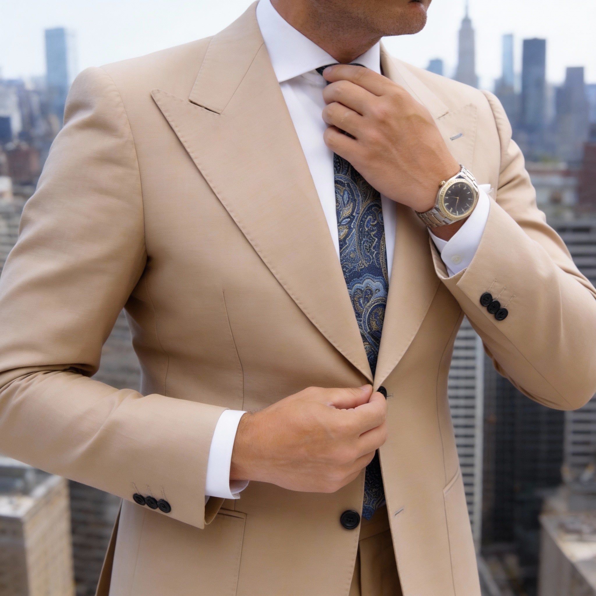Blue With Golden Paisley Necktie