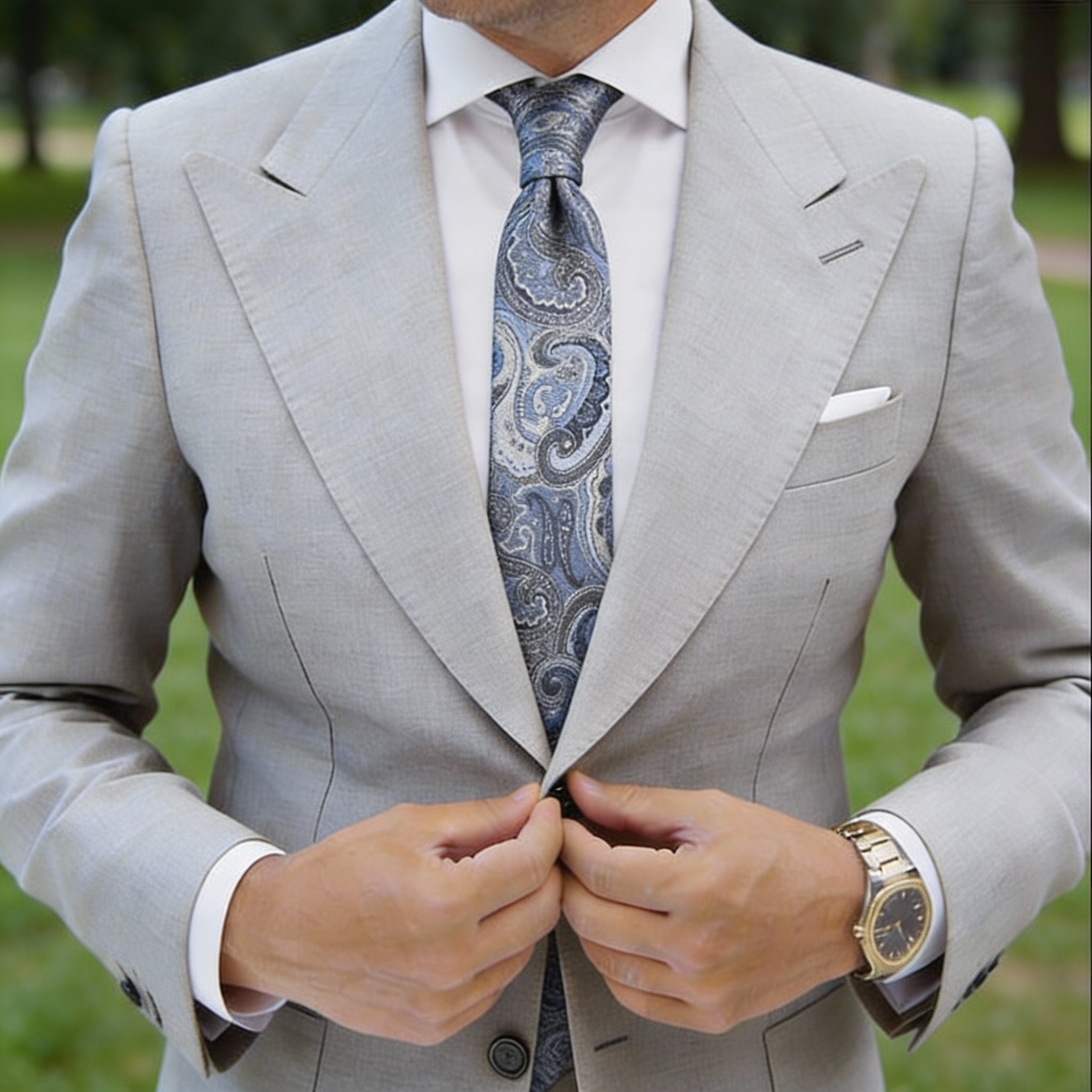Blue with White Paisley Necktie