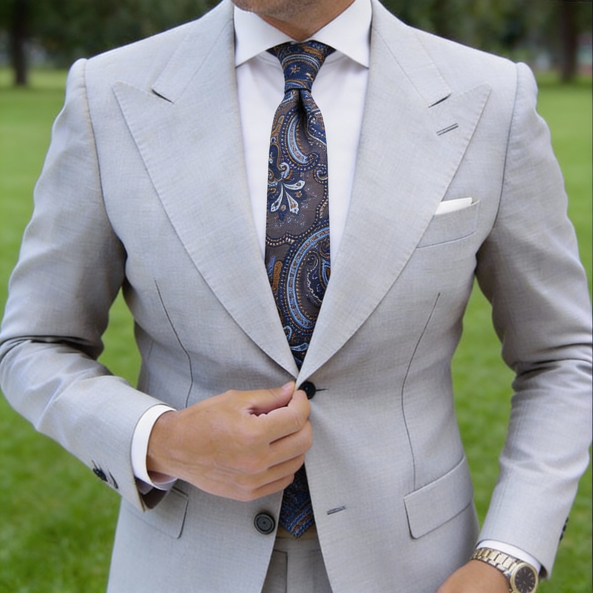 Brown With Blue Paisley Necktie