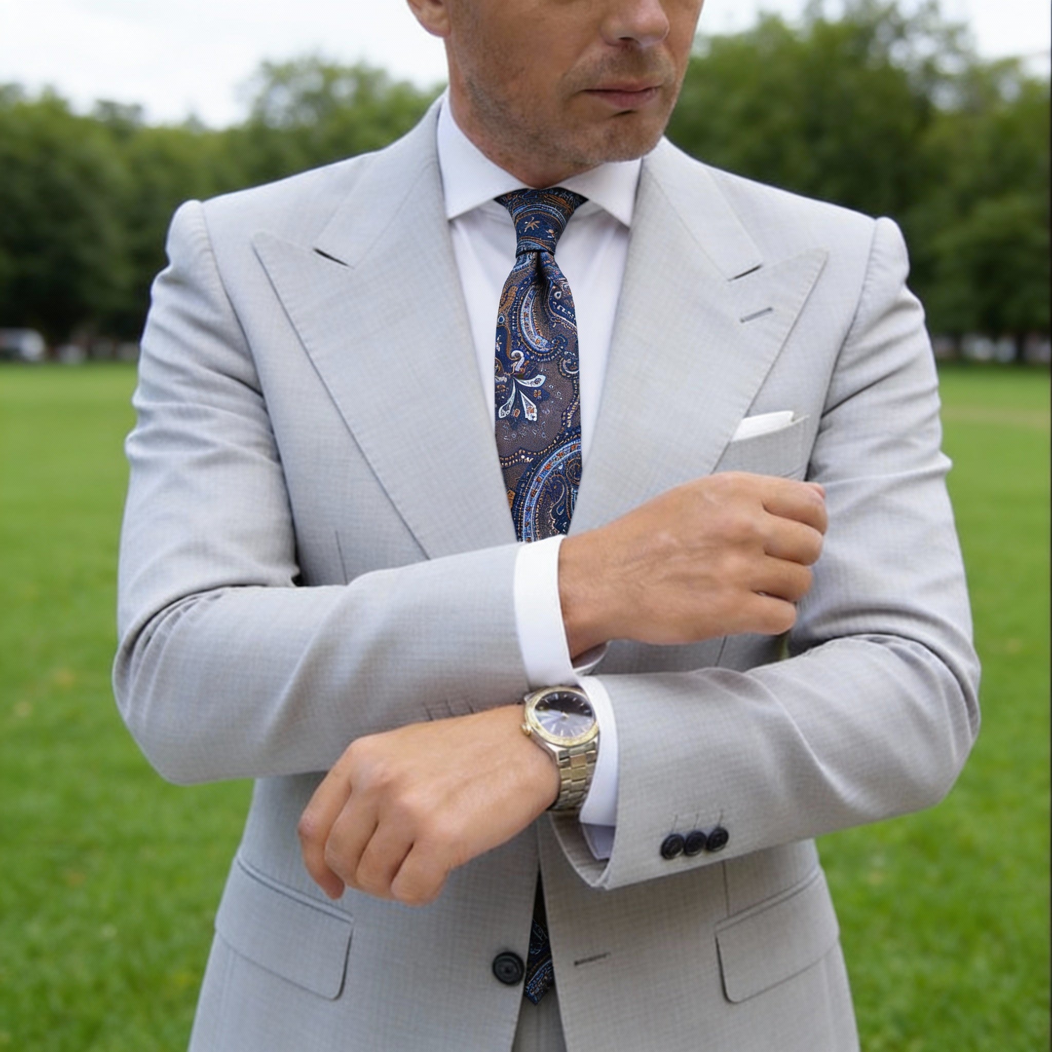 Brown With Blue Paisley Necktie