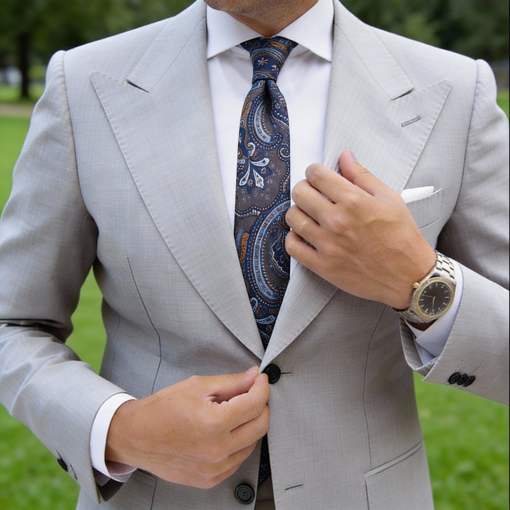 Brown With Blue Paisley Necktie