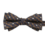 Navy Blue Gold Plaid Bowtie