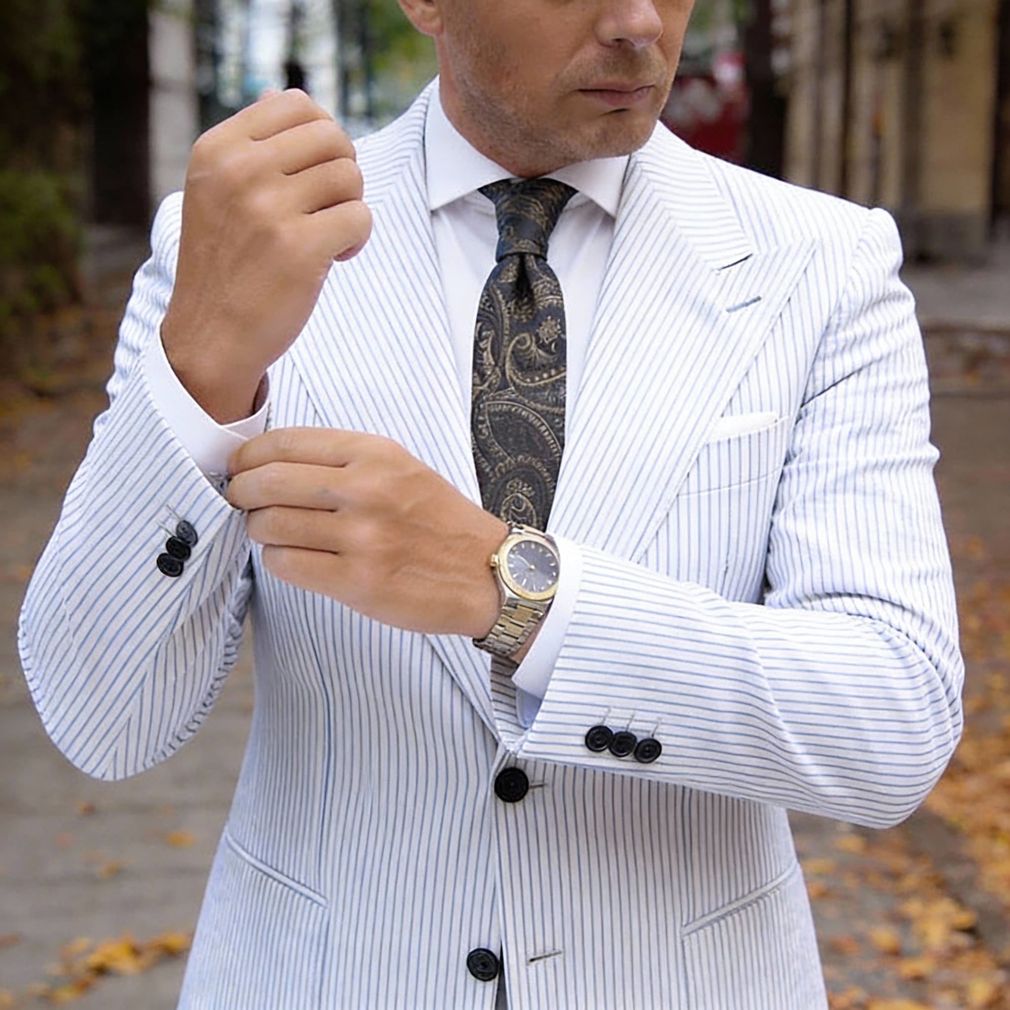 Black With Golden Paisley Necktie