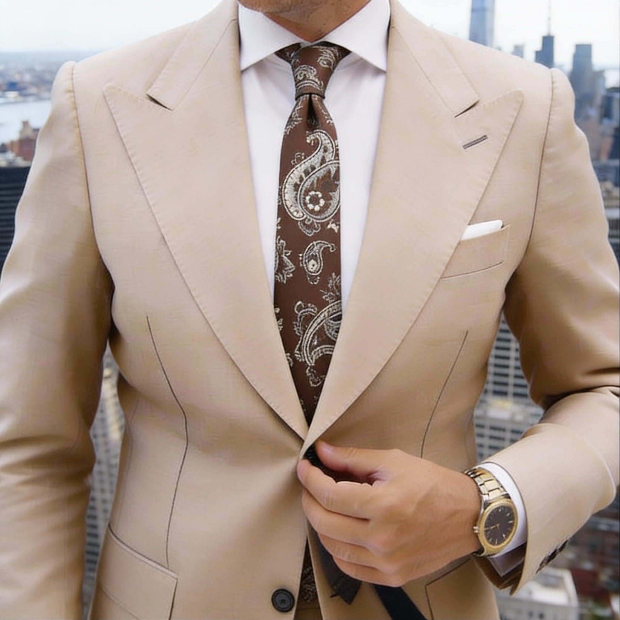 Brown With White Paisley Necktie
