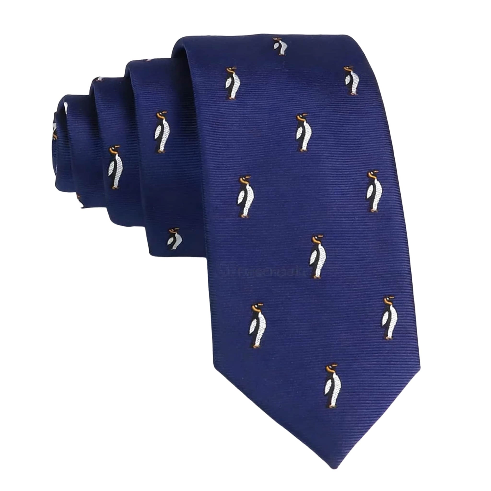Navy Blue White Penguin Necktie