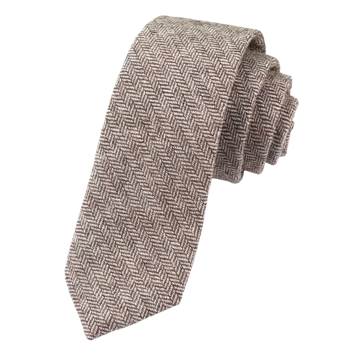 Brown With Light Brown Herringbone Necktie