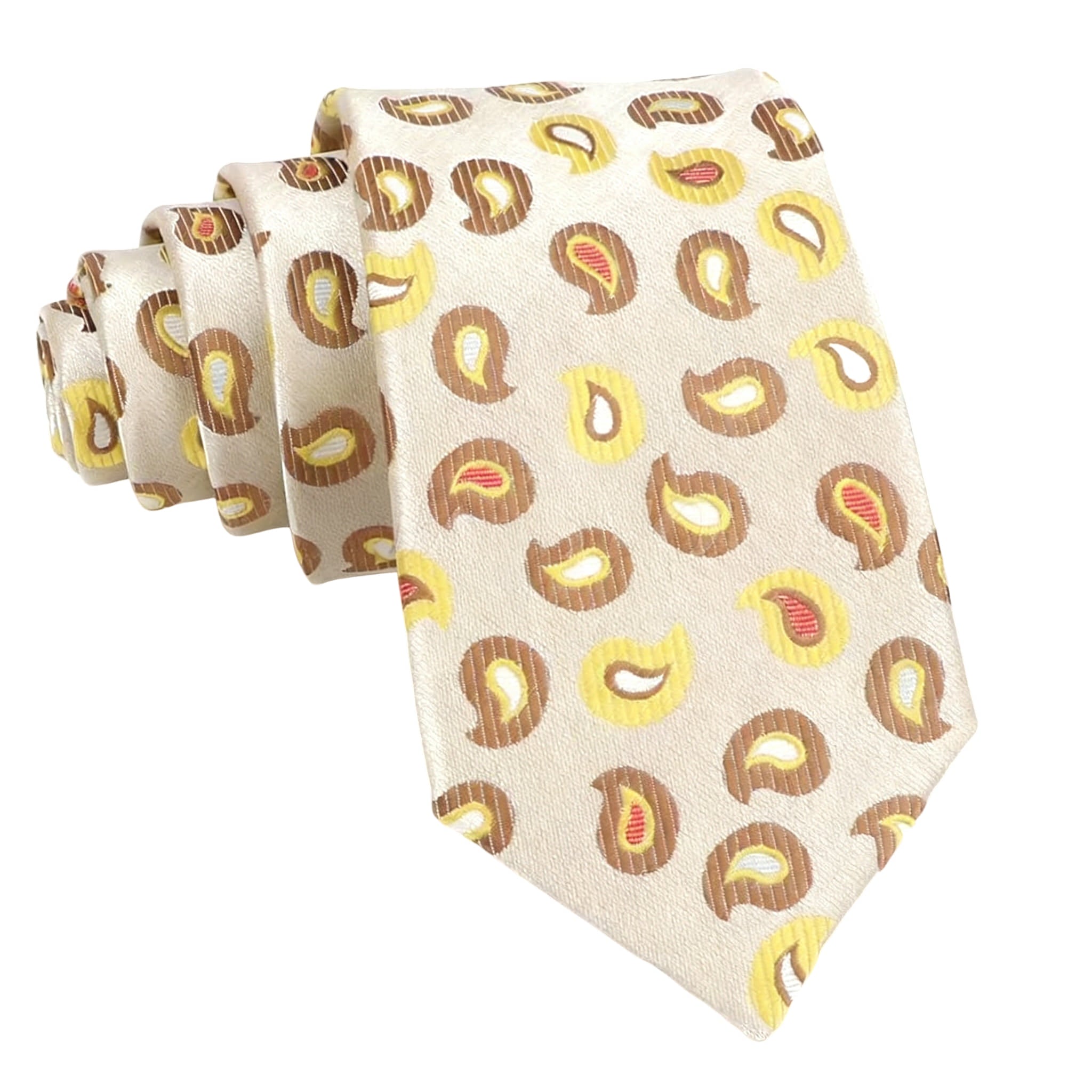 Beige Brown Paisley Necktie