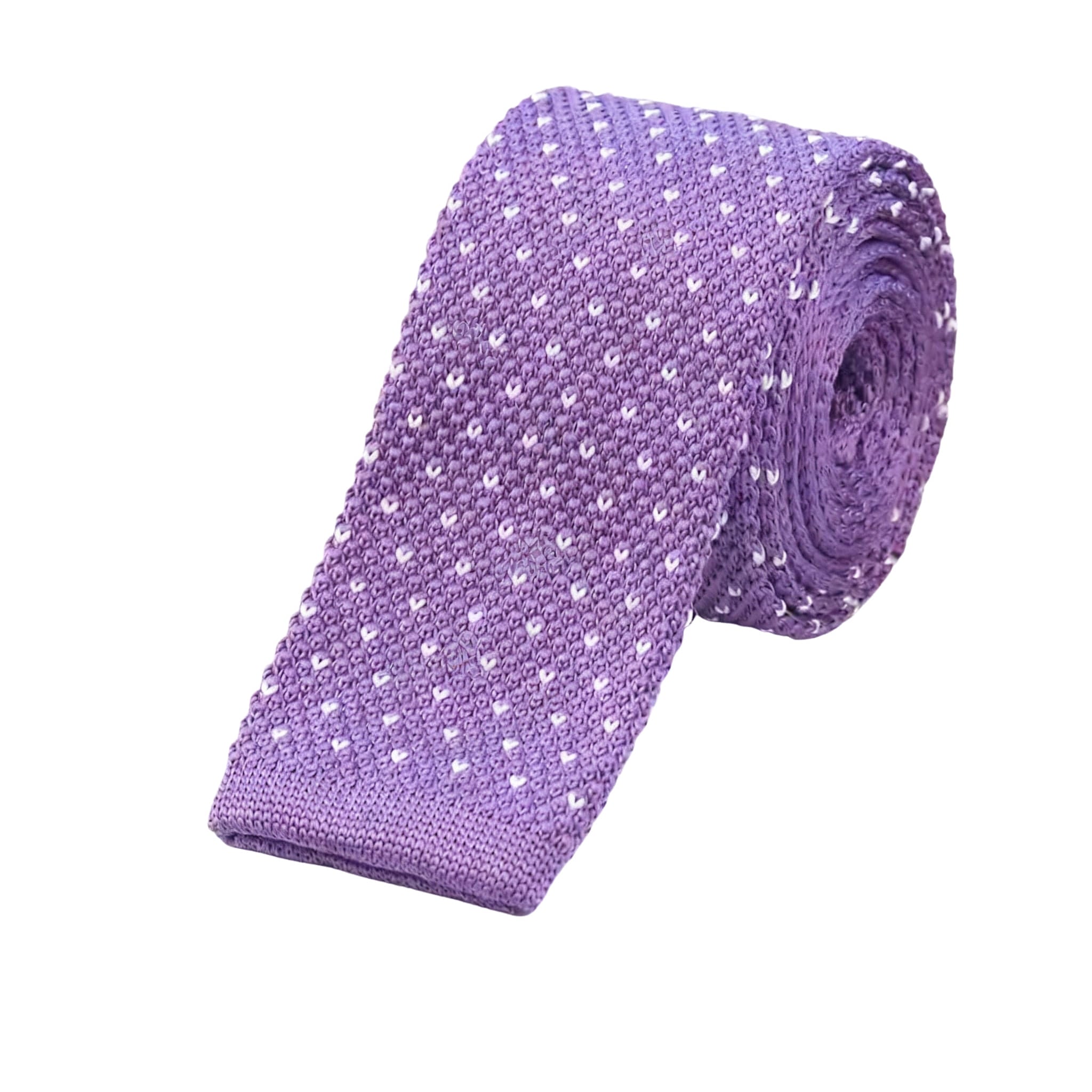 Purple White Dot Knitted Necktie
