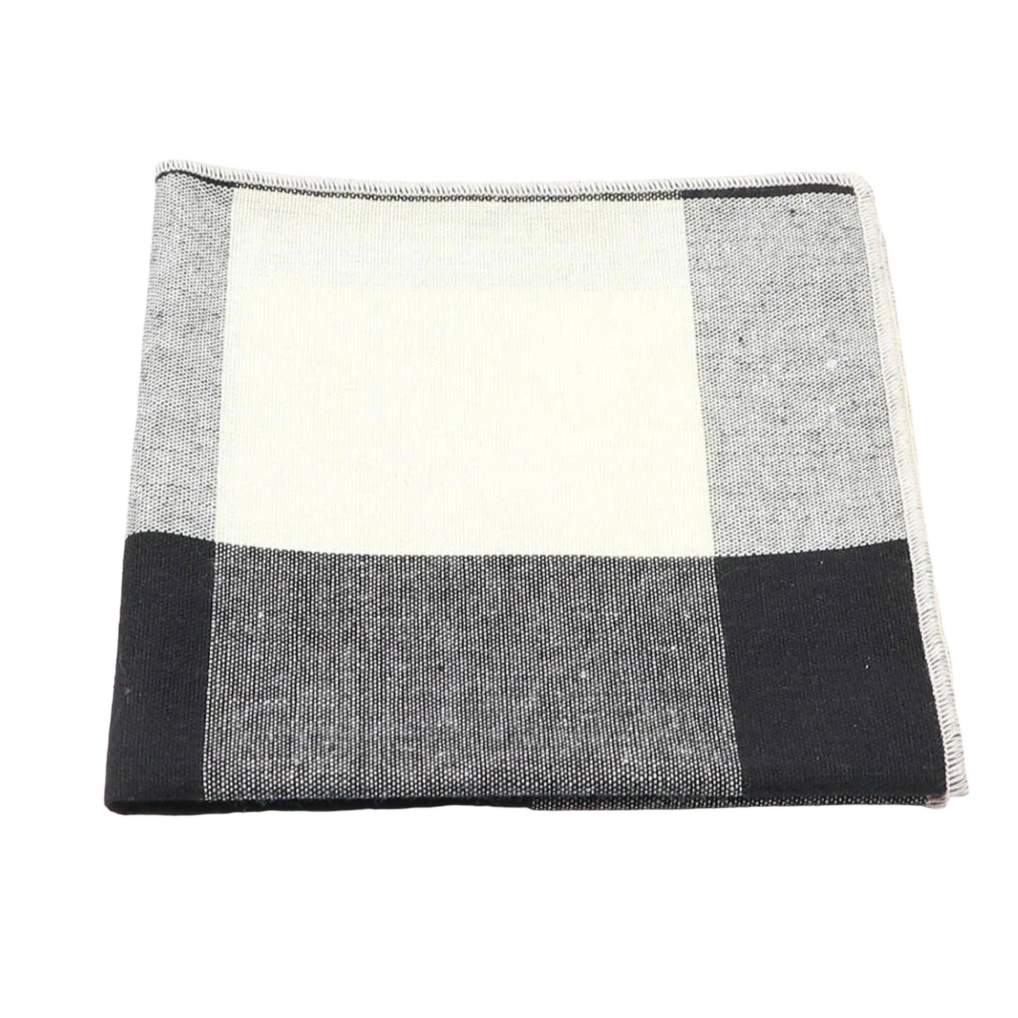 White Black Plaid Pocket Square