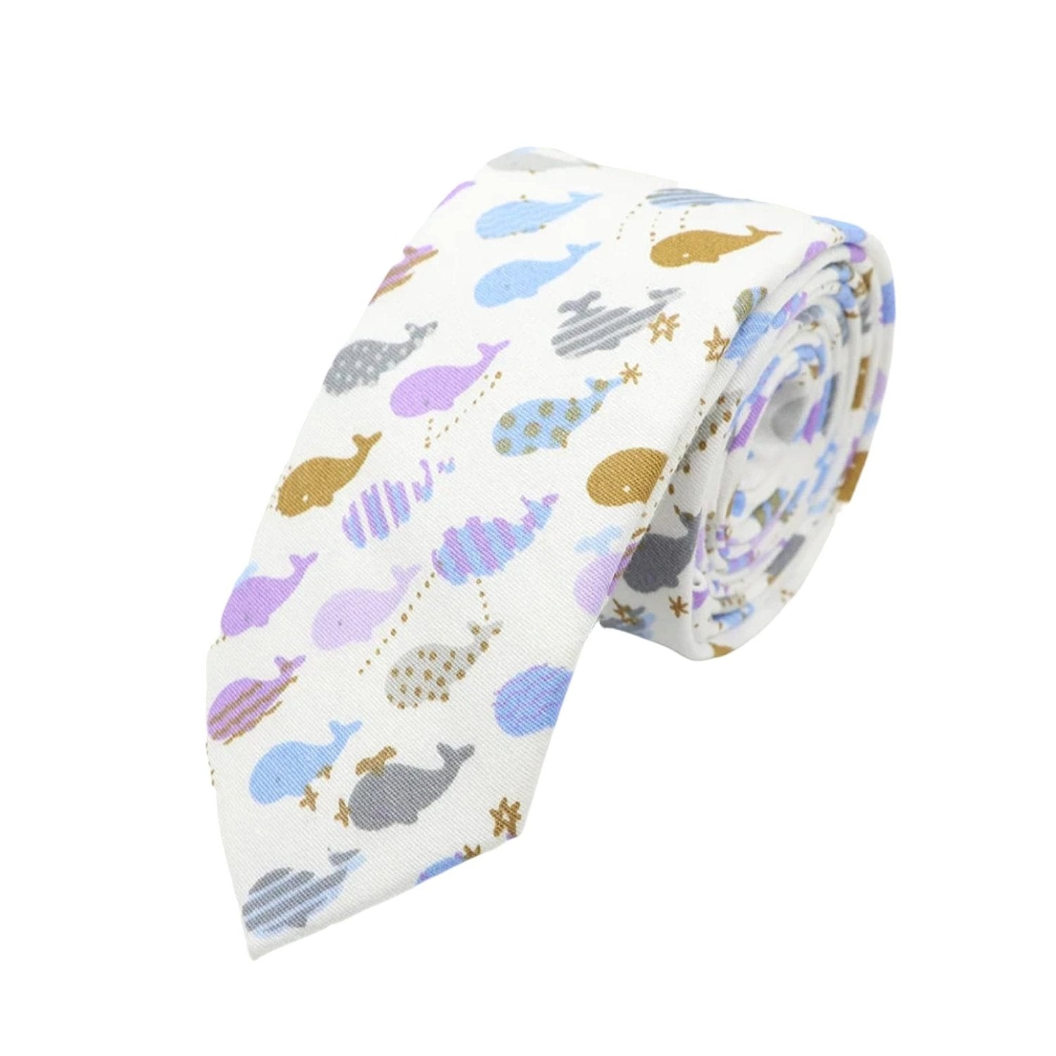 White with Colorful Whale Necktie