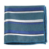 Teal Blue Striped Pocket Square