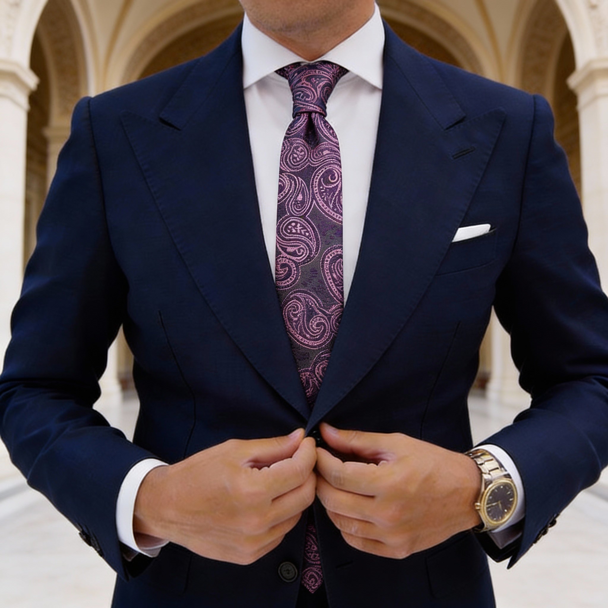 Black With Purple Paisley Necktie
