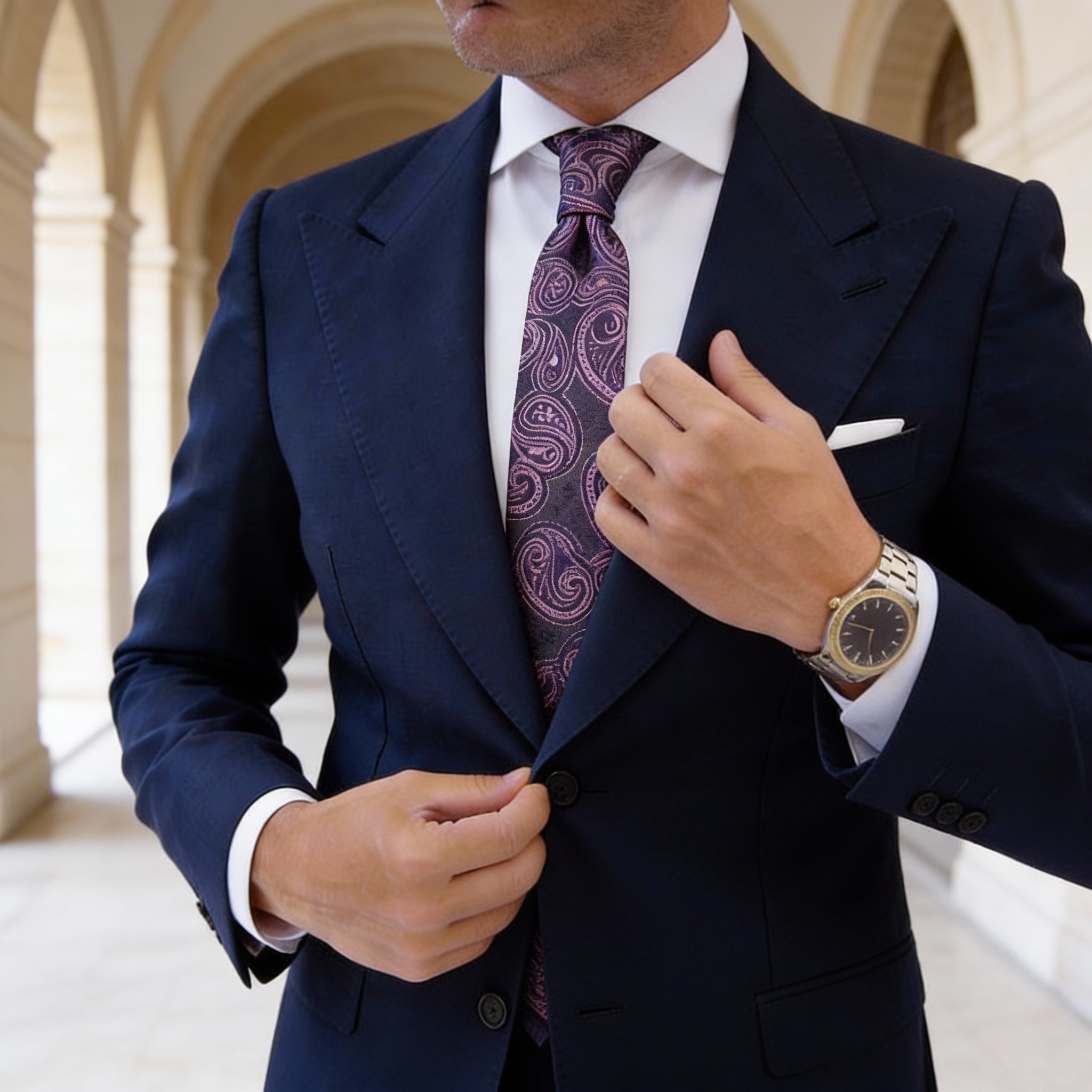 Black With Purple Paisley Necktie