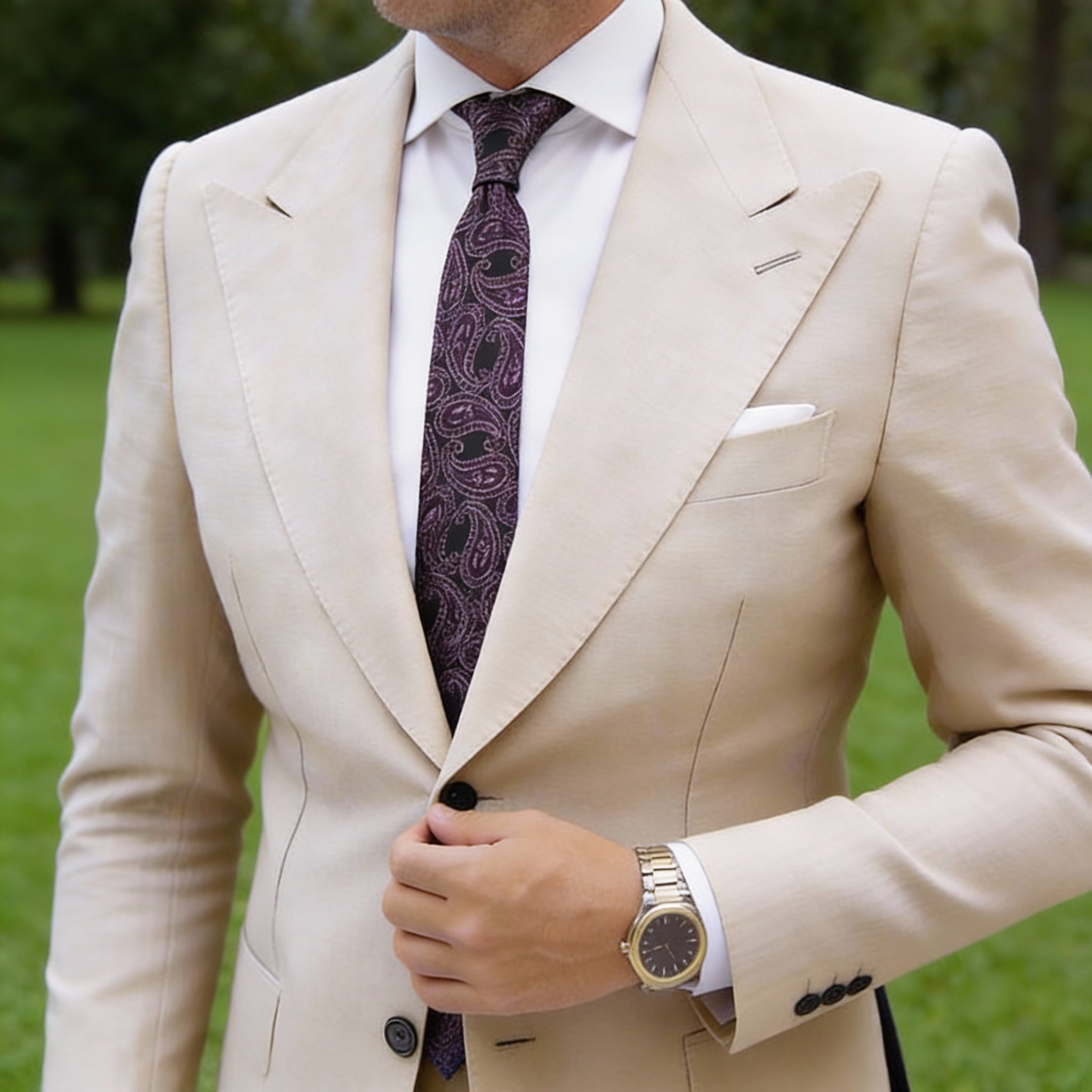 Black With Purple Paisley Necktie