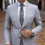 Gray With Black Paisley Necktie