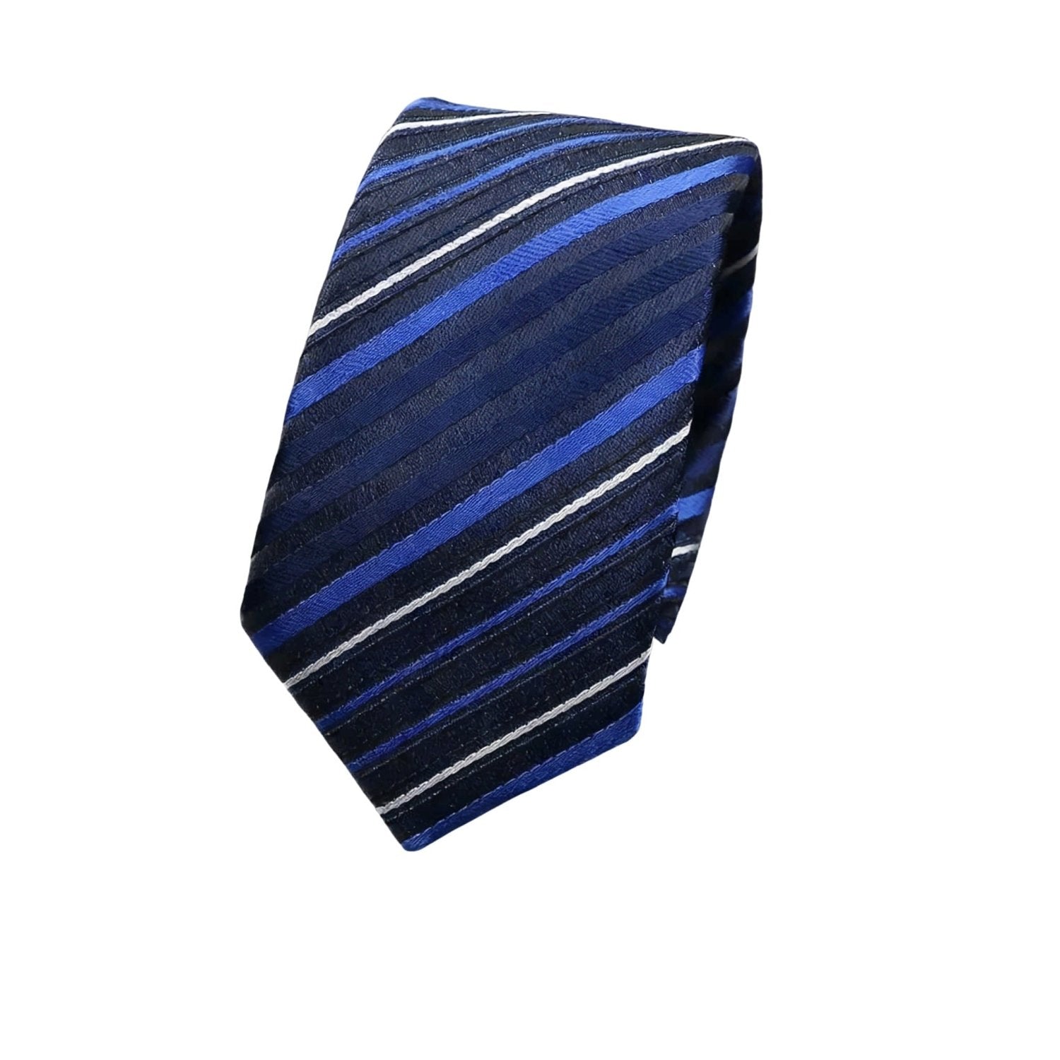 Dark Blue With Blue/White Diagonal Stripes Necktie