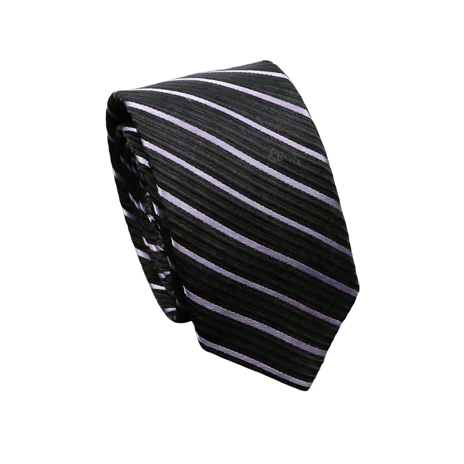 Black With Light Purple Diagonal Stripes Necktie