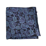 Black Blue Paisley Pocket Square