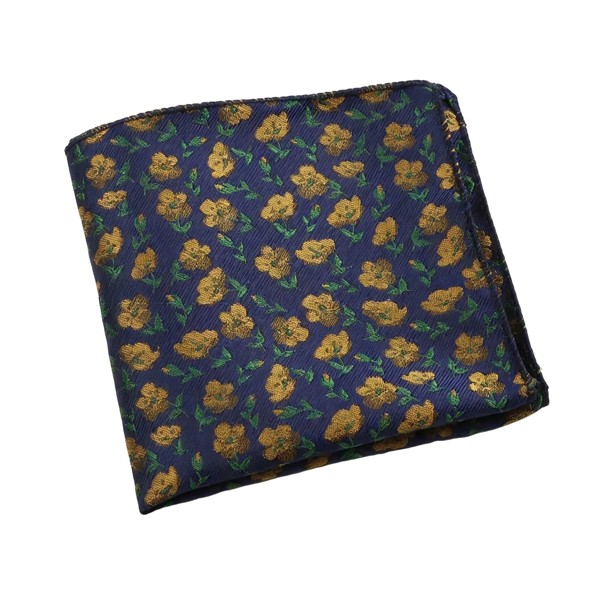 Brown White Floral Pocket Square