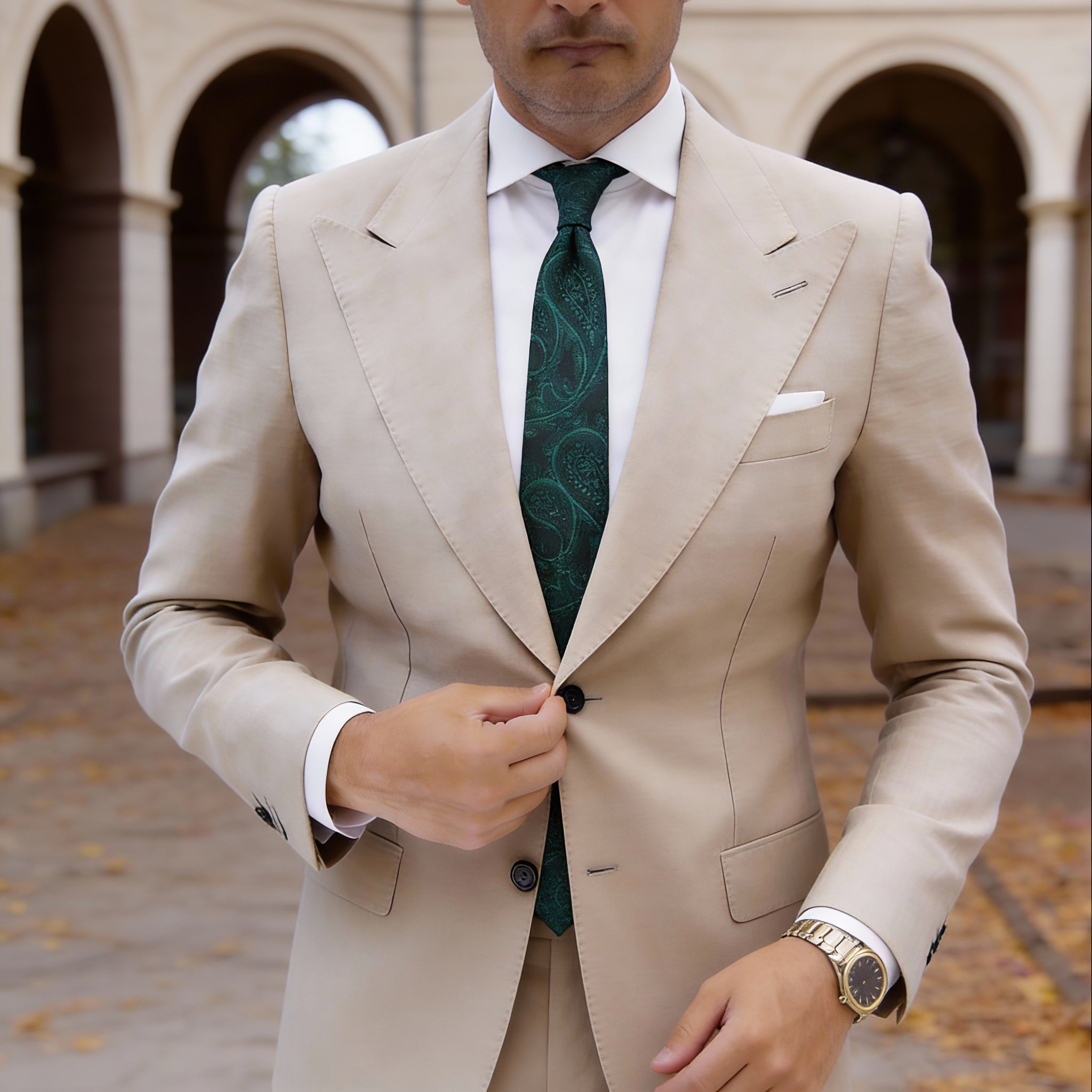 Black With Green Paisley Necktie