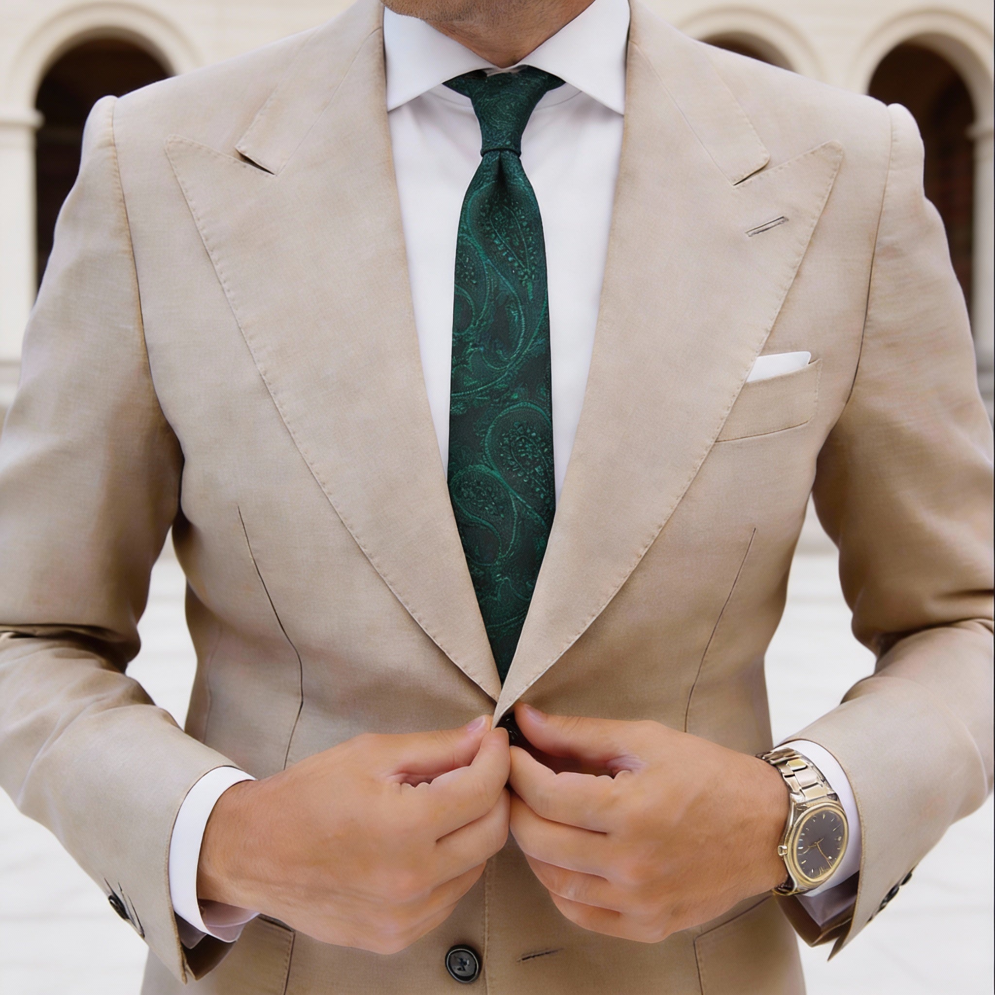 Black With Green Paisley Necktie