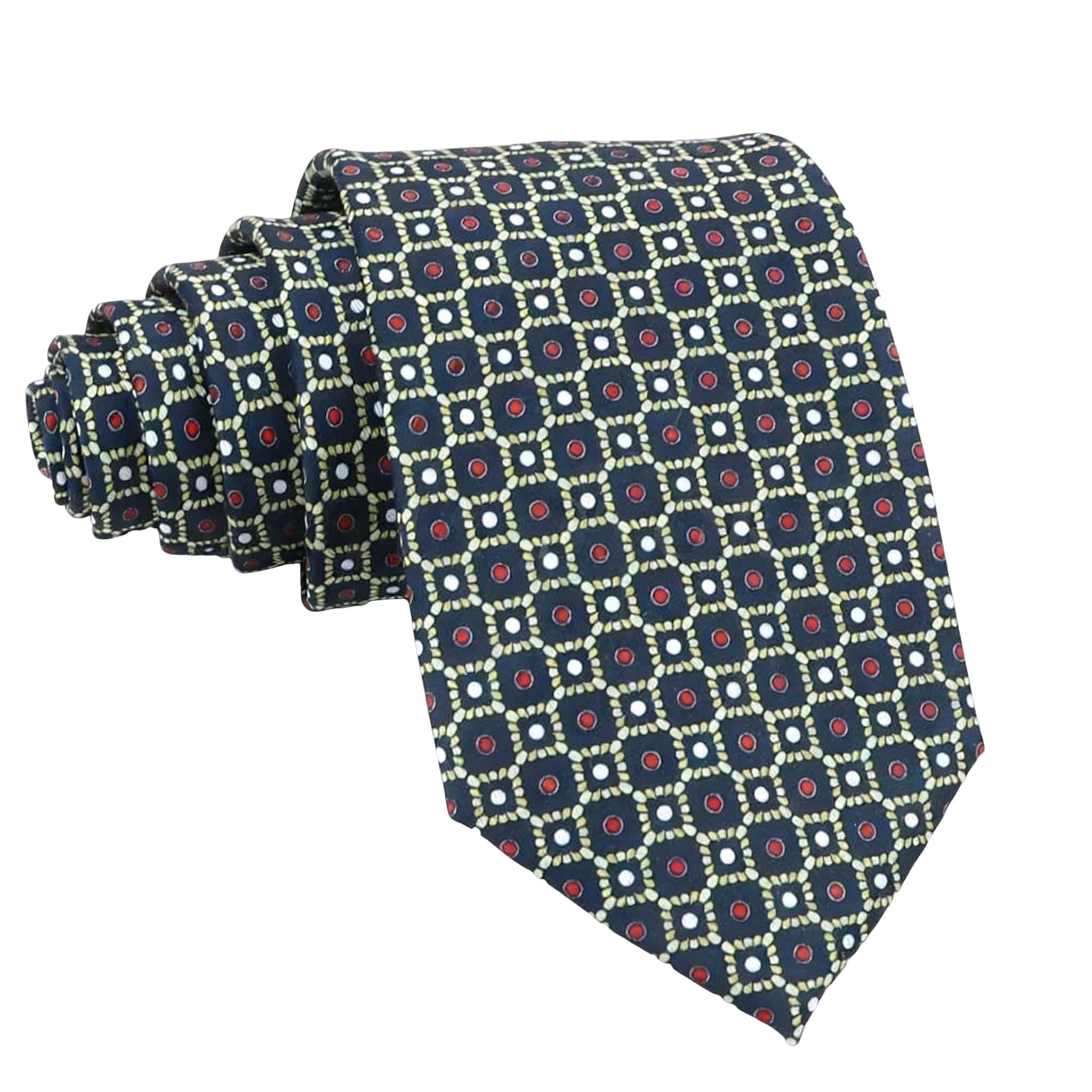 Navy Blue Red Geometric Necktie