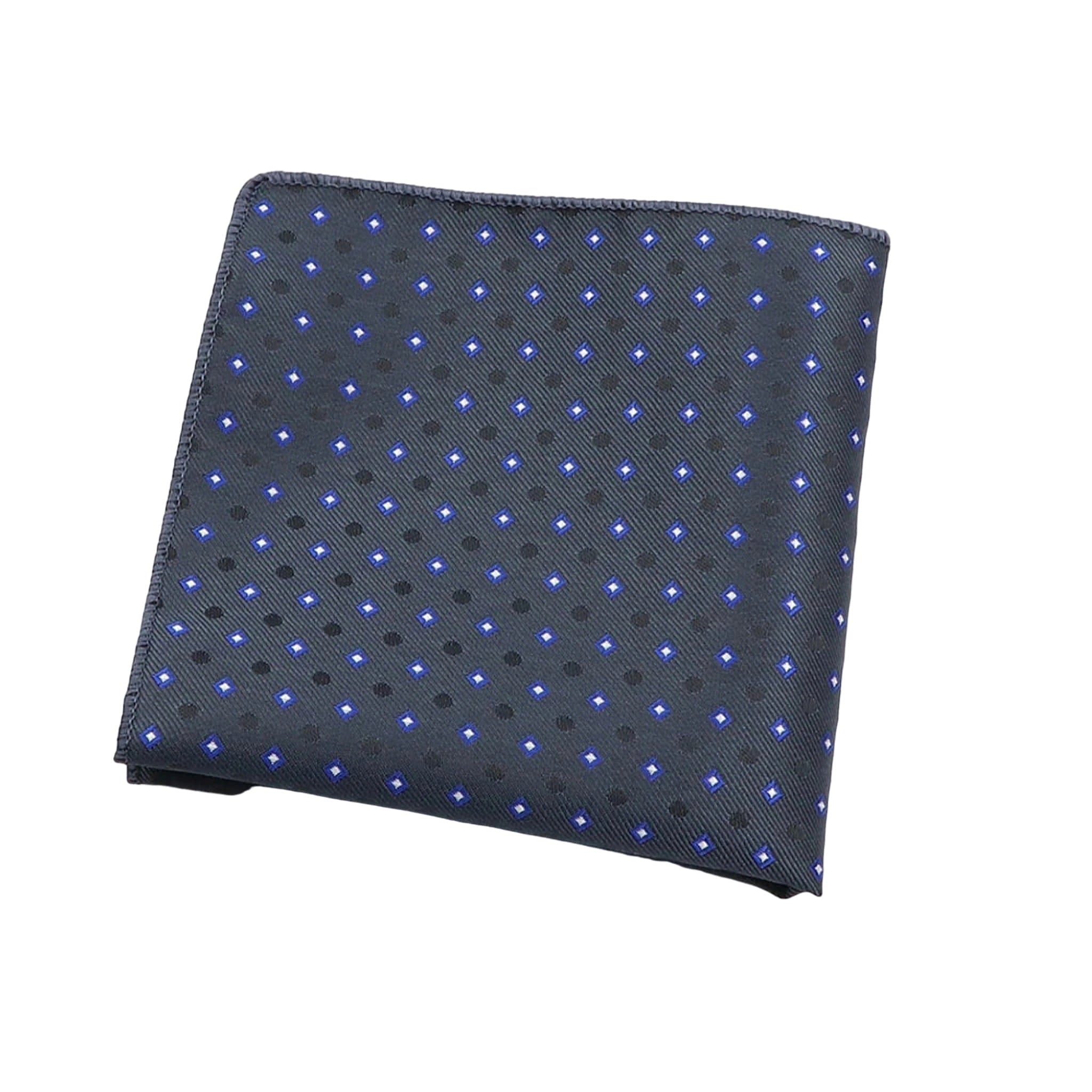 Charcoal Gray Blue Polka Dot Pocket Square