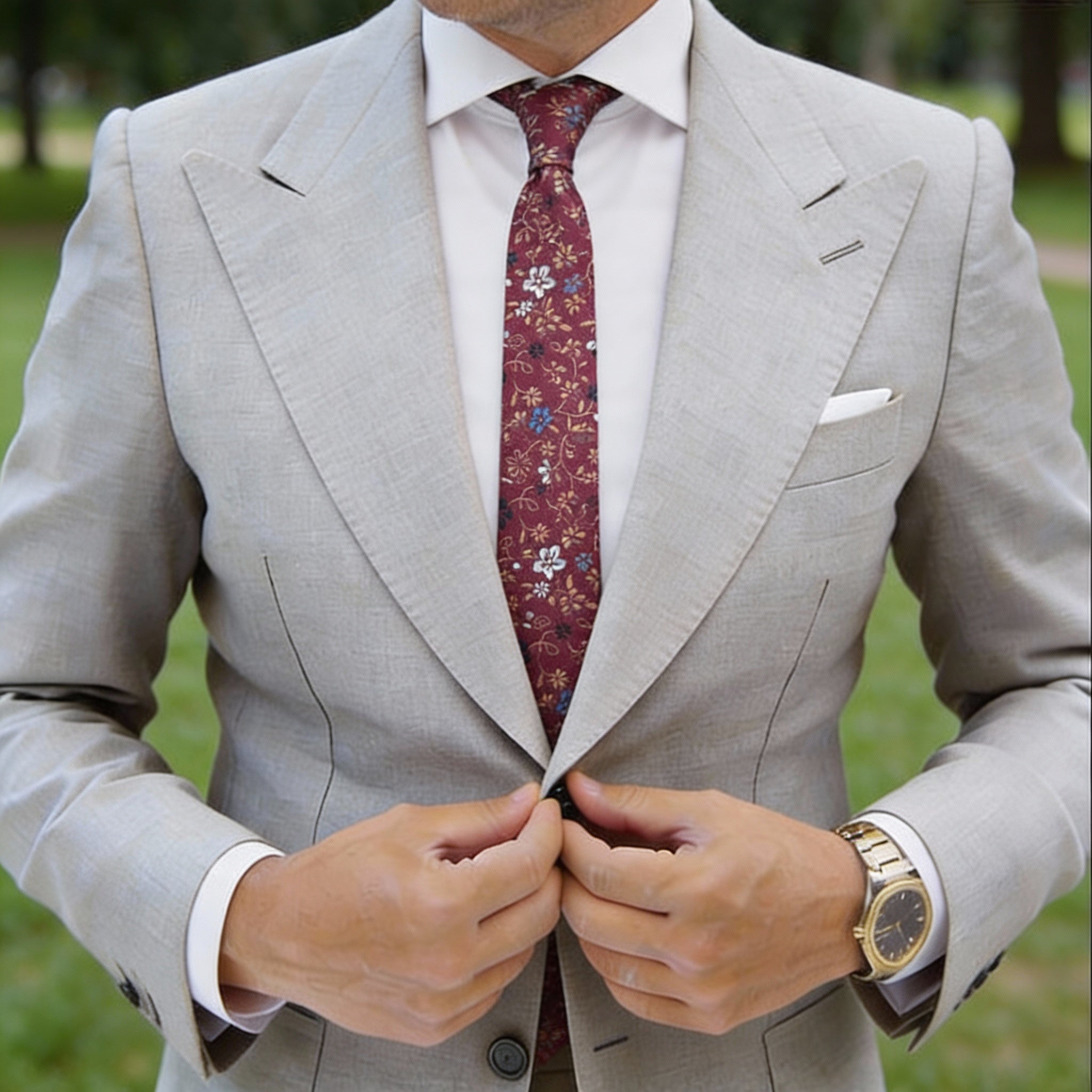 Maroon With Multicolor Floral Necktie