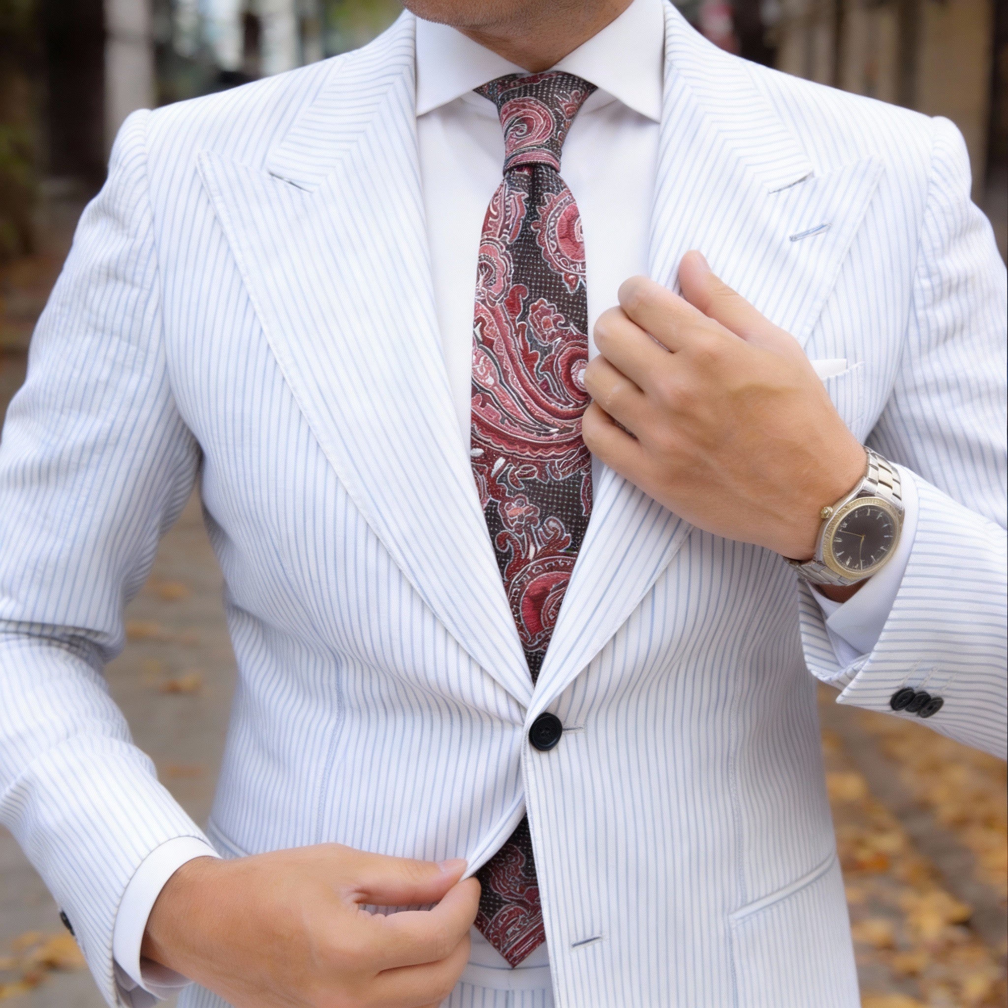 Black with Red Paisley Necktie