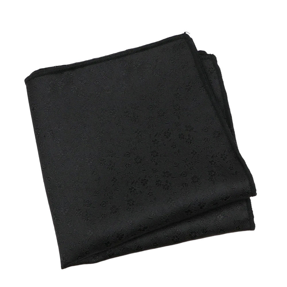 Black Black Floral Pocket Square