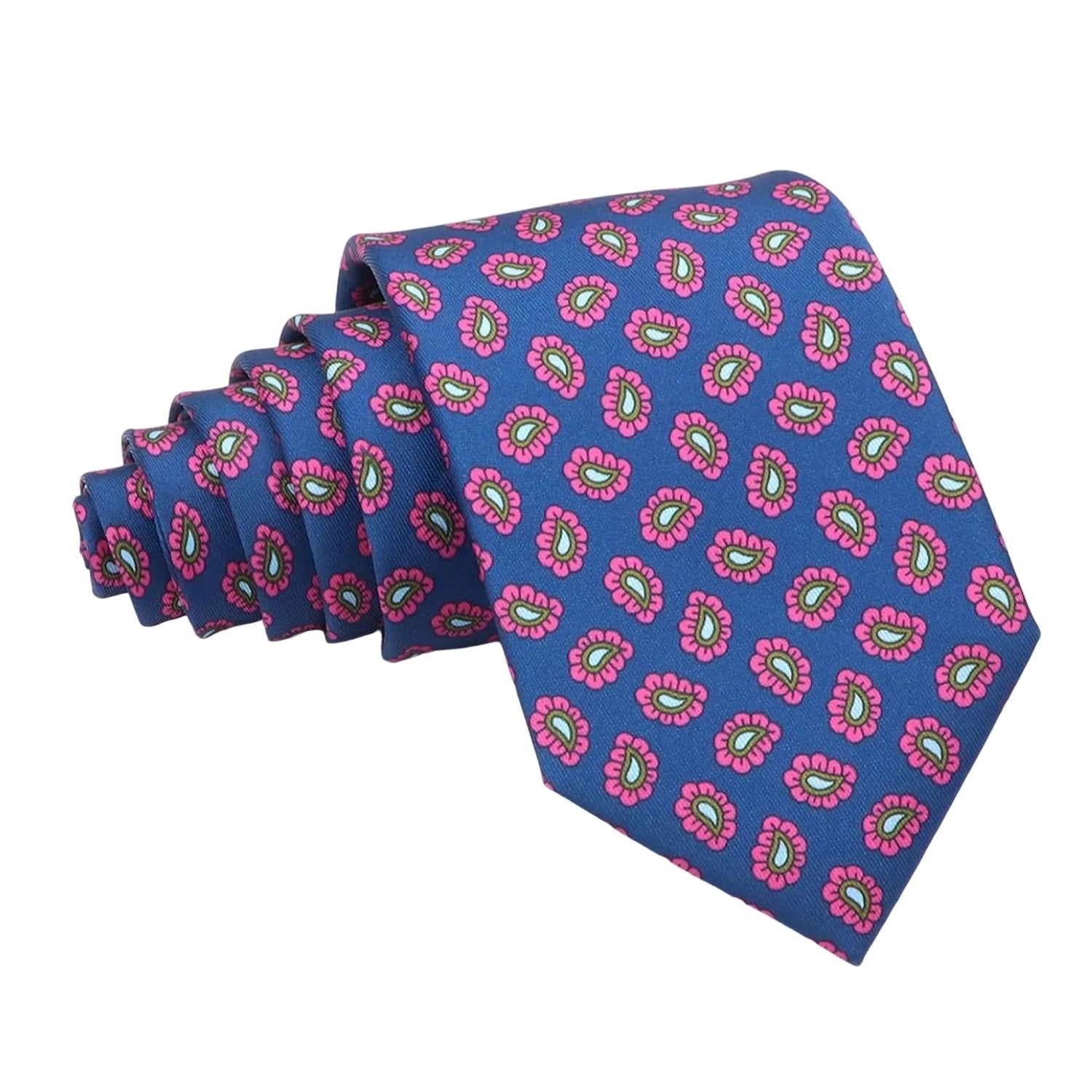 Blue With Pink Floral Necktie