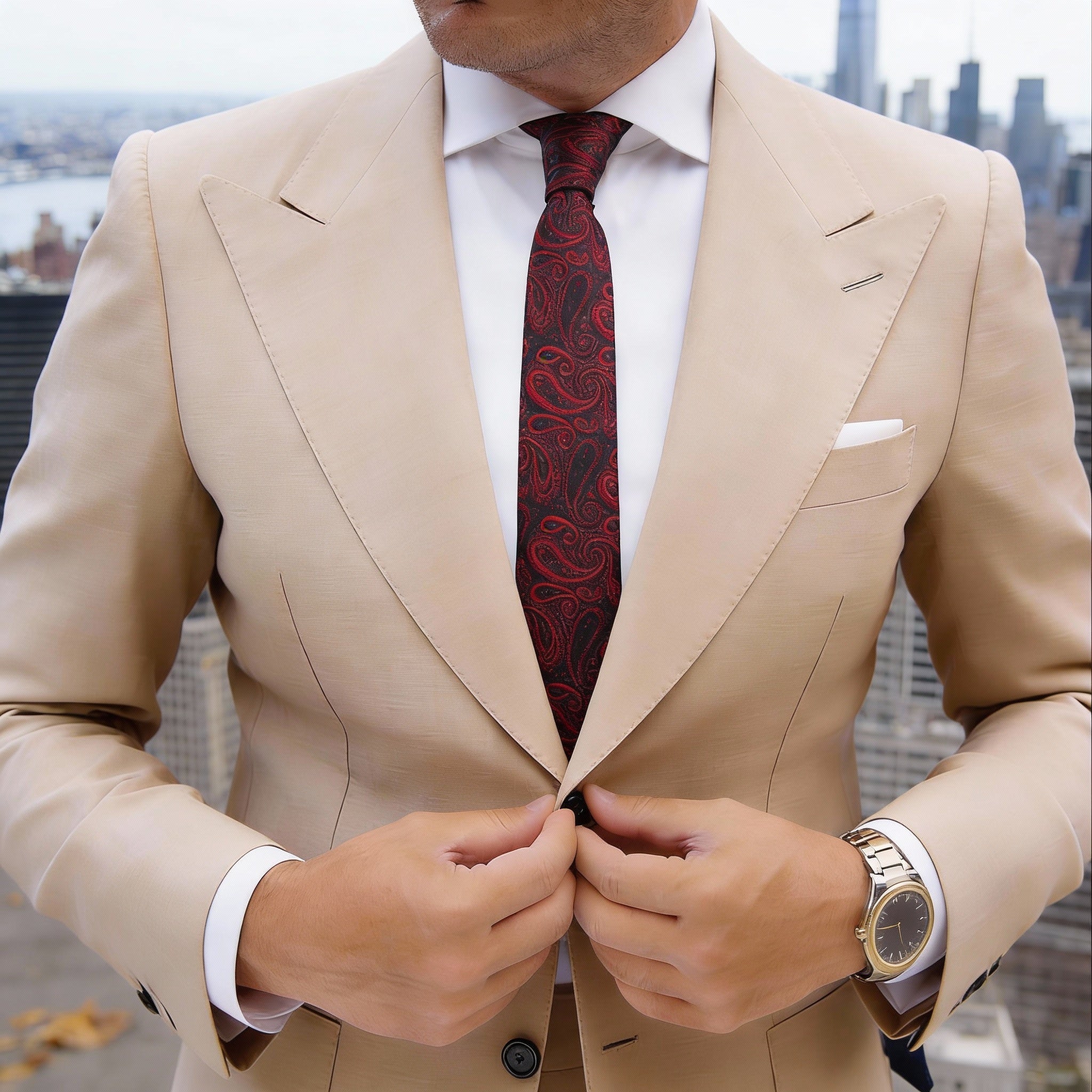 Black With Red Paisley Necktie