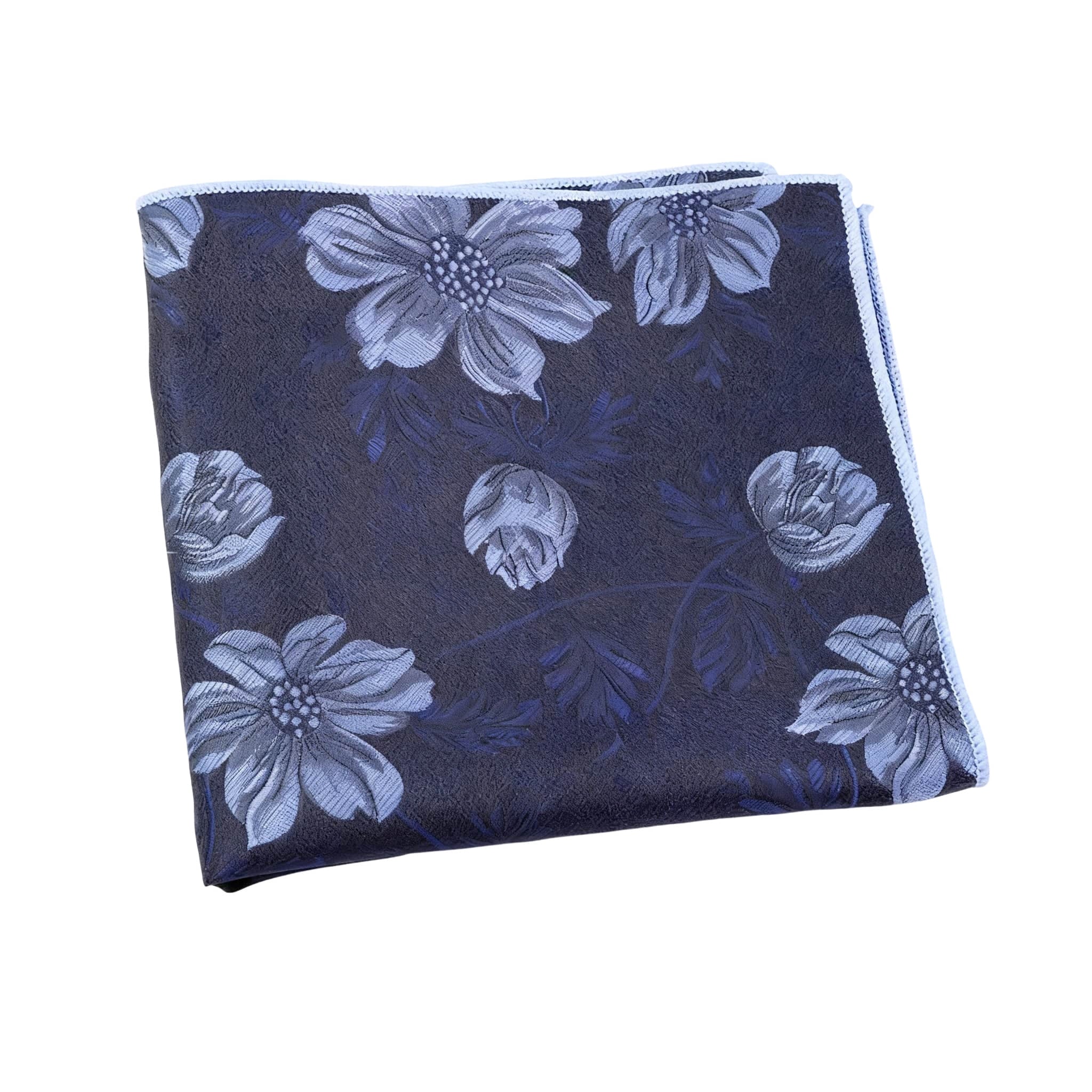 Navy Blue Blue Floral Pocket Square