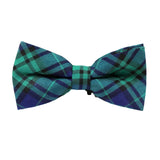 Green Blue Plaid Bow Tie