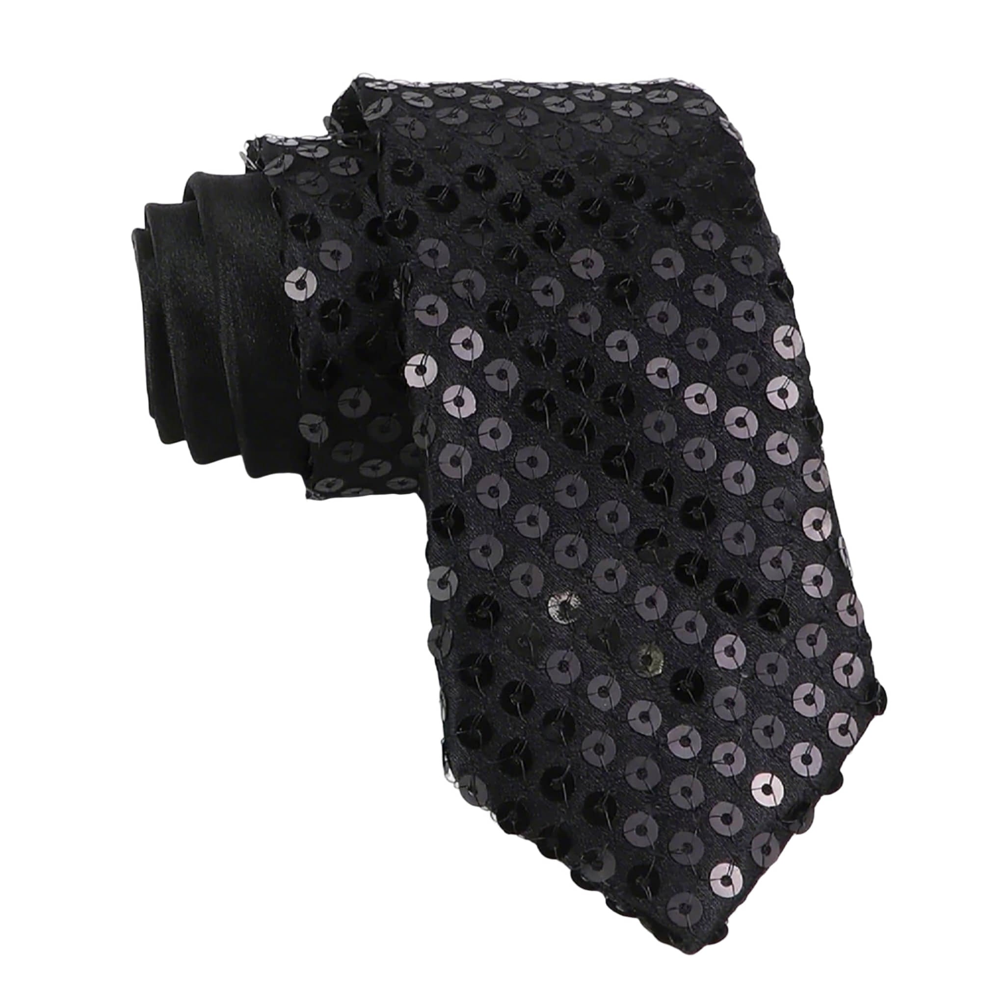 Black Black Sequin Necktie