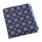 Navy Blue White Floral Pocket Square