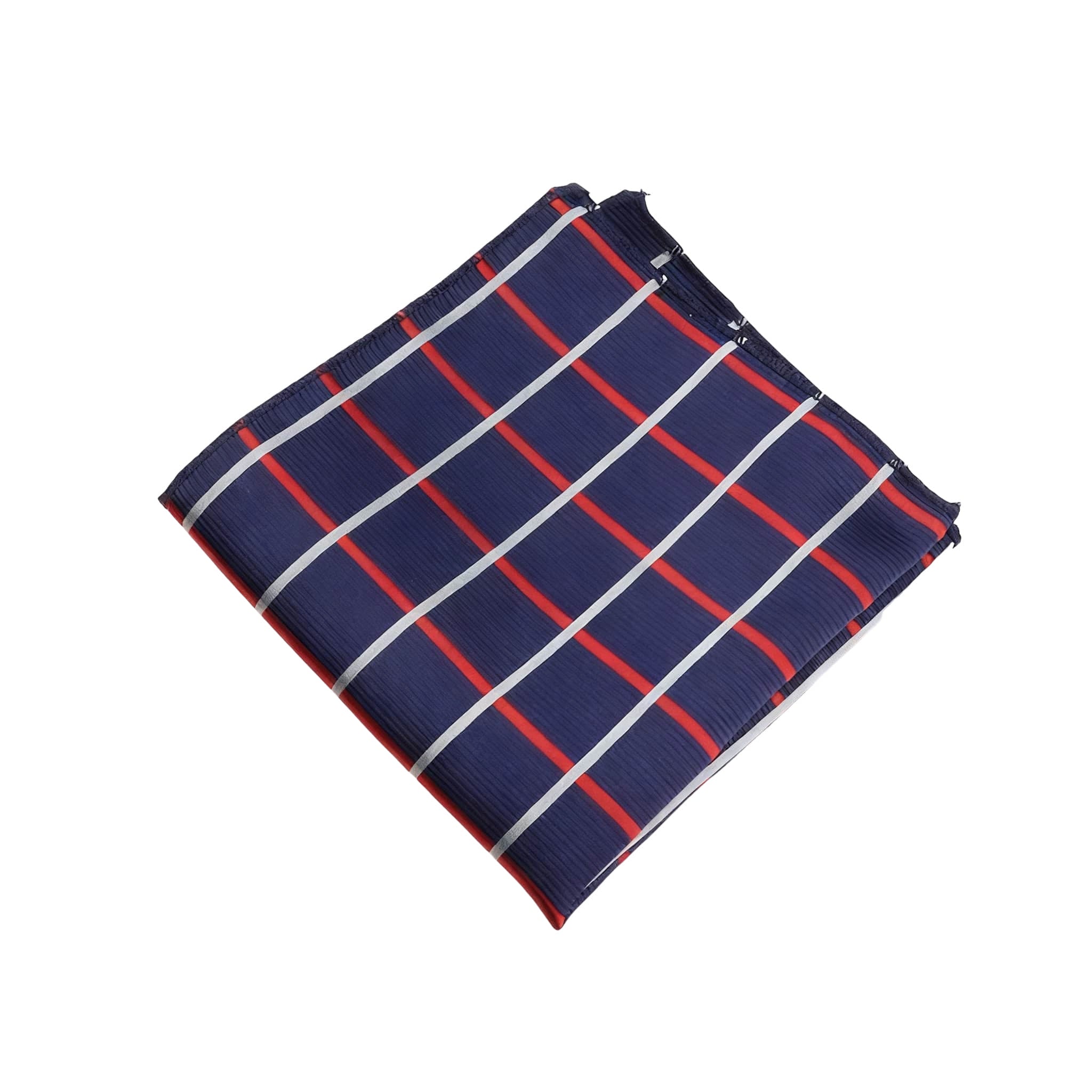 Navy Blue Red Plaid Pocket Square