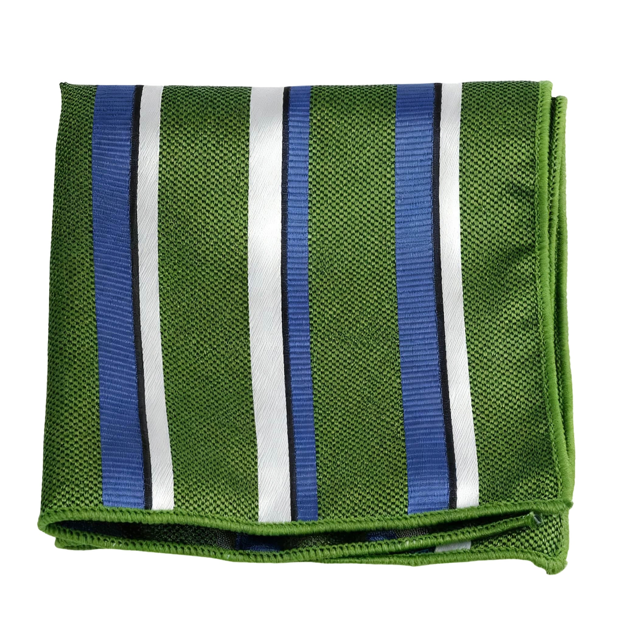 Green Blue Striped Pocket Square