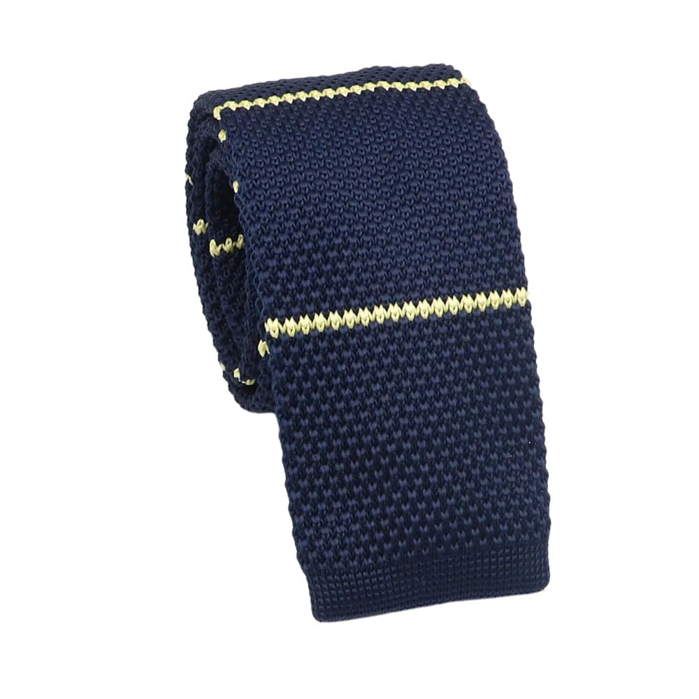 Navy Blue Yellow Striped Necktie