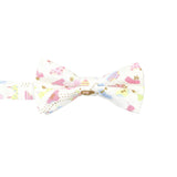 White Pink Pattern Bowtie