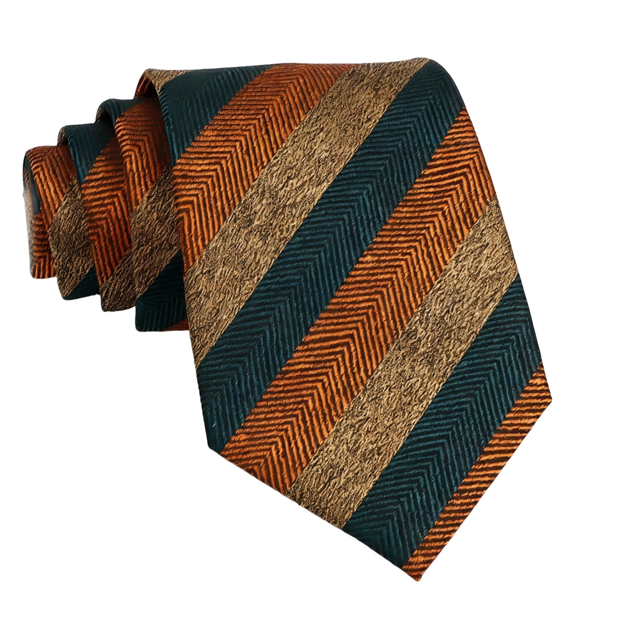 Teal Orange Striped Necktie