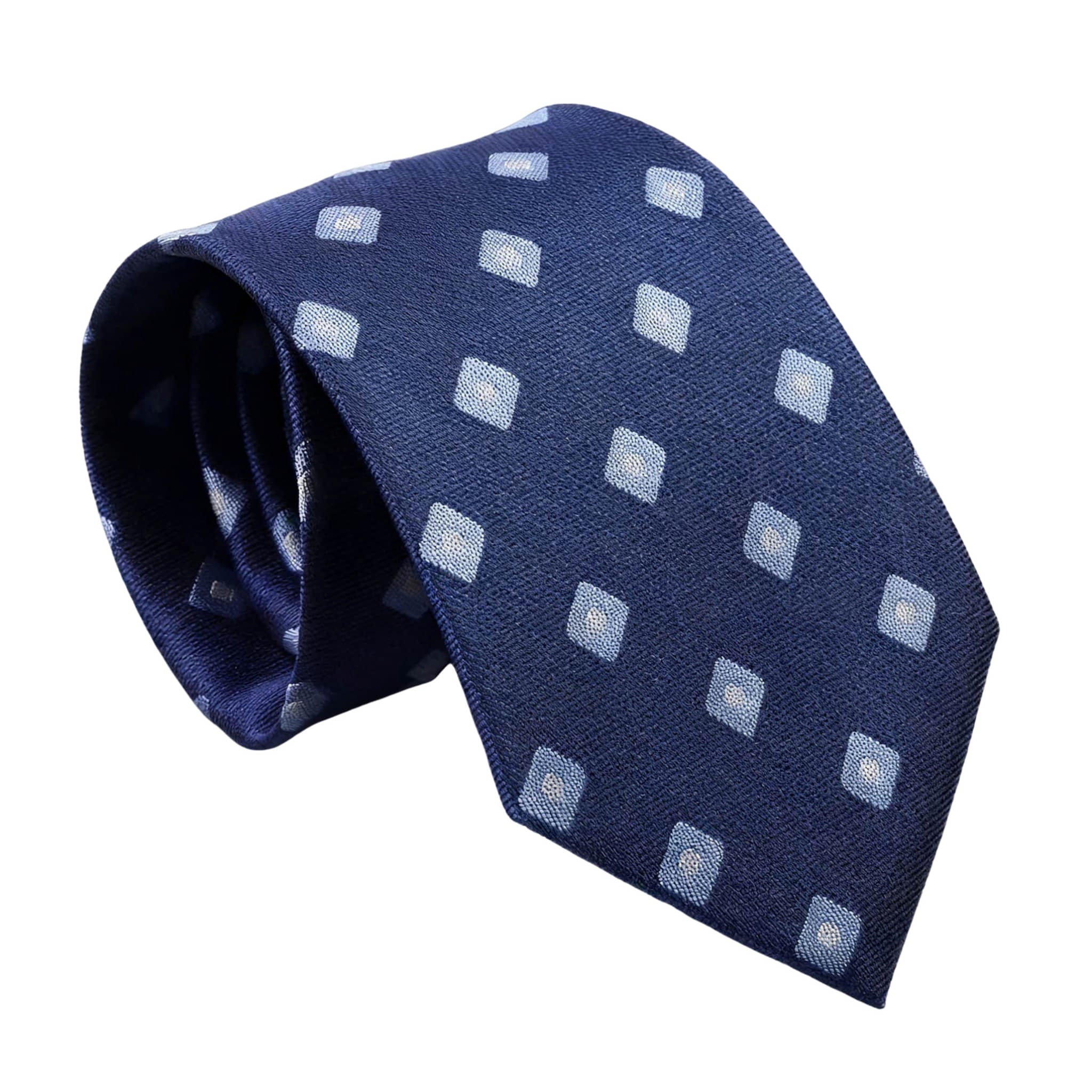 Dark Blue Necktie With White Squares
