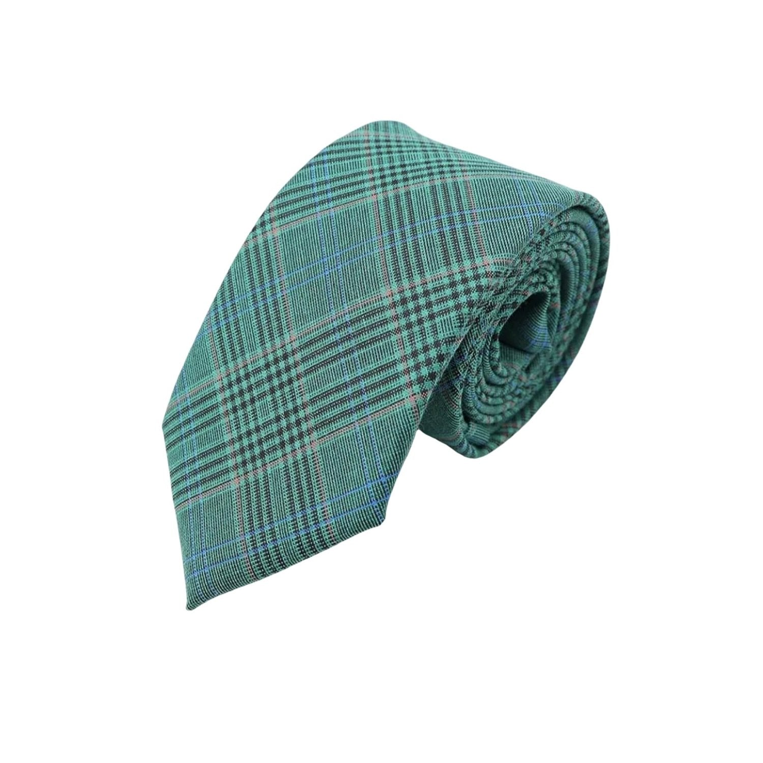 Green With Black Plaid Necktie