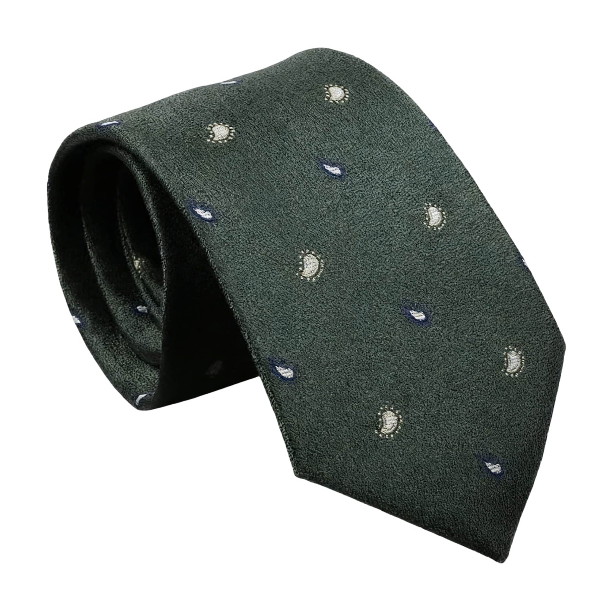 Green White Paisley Necktie
