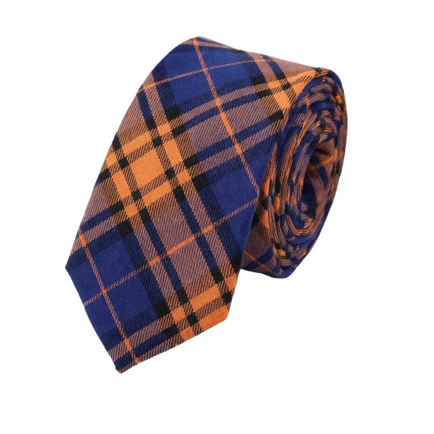 Blue With Orange Plaid Necktie