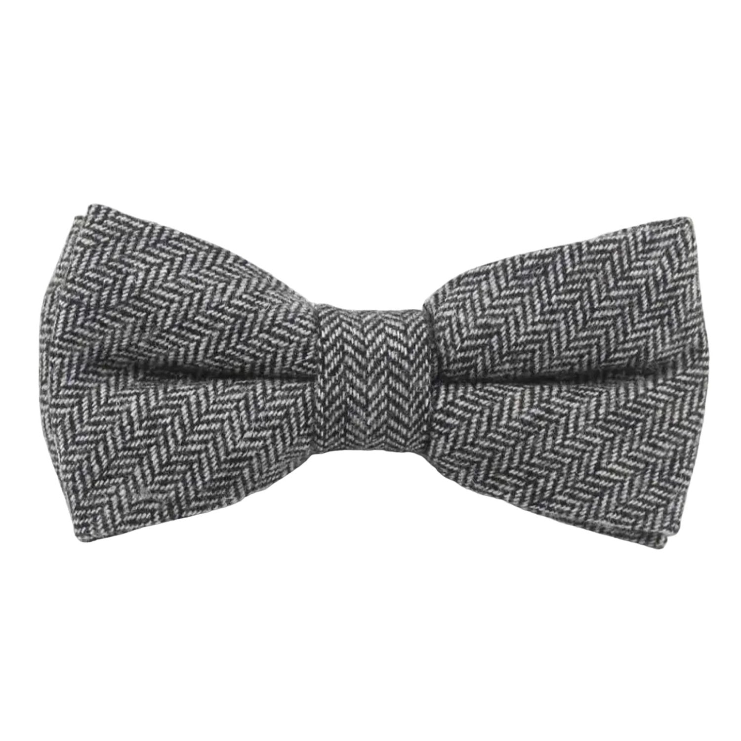 Gray With Black Herringbone Bowtie