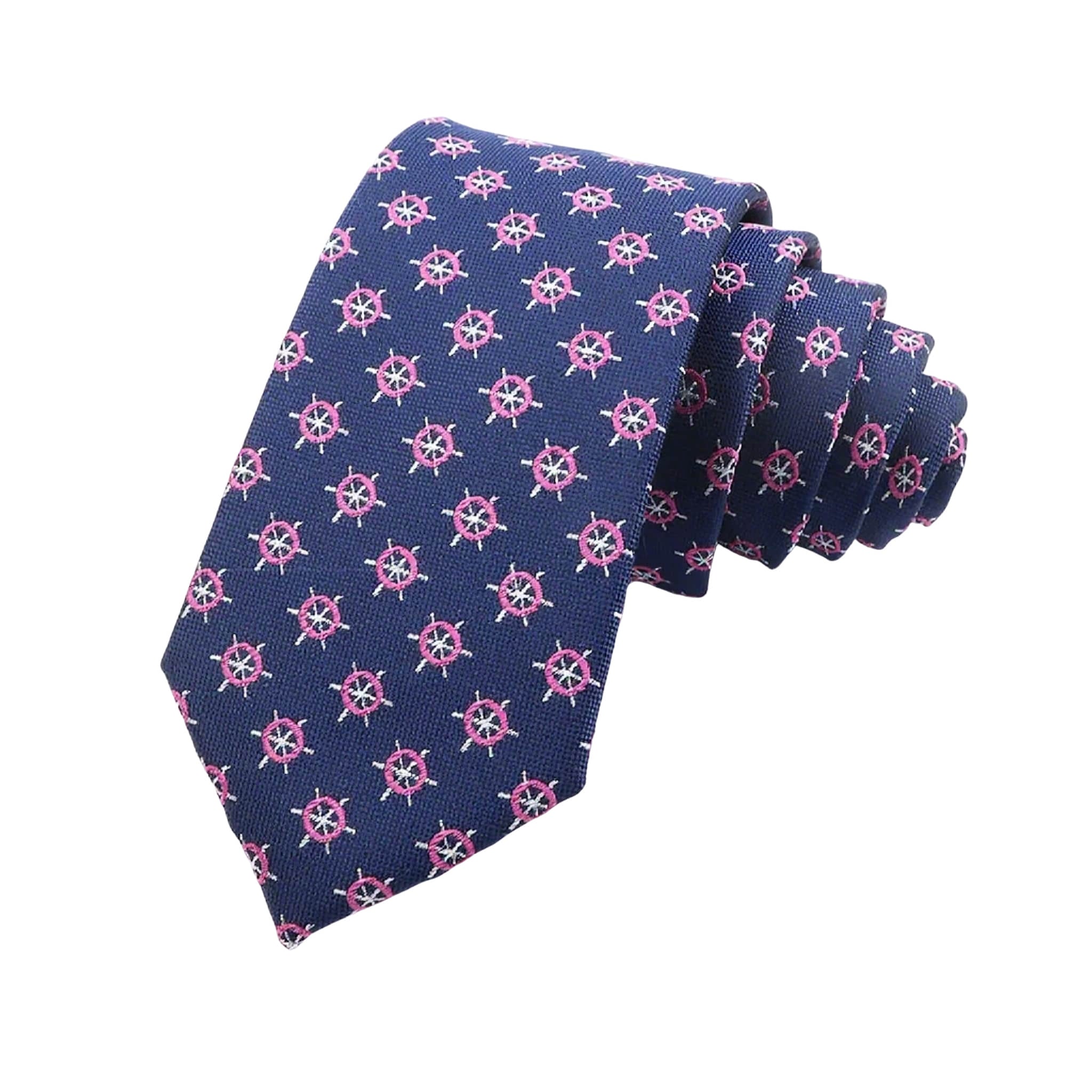 Navy Blue Pink Helm Necktie