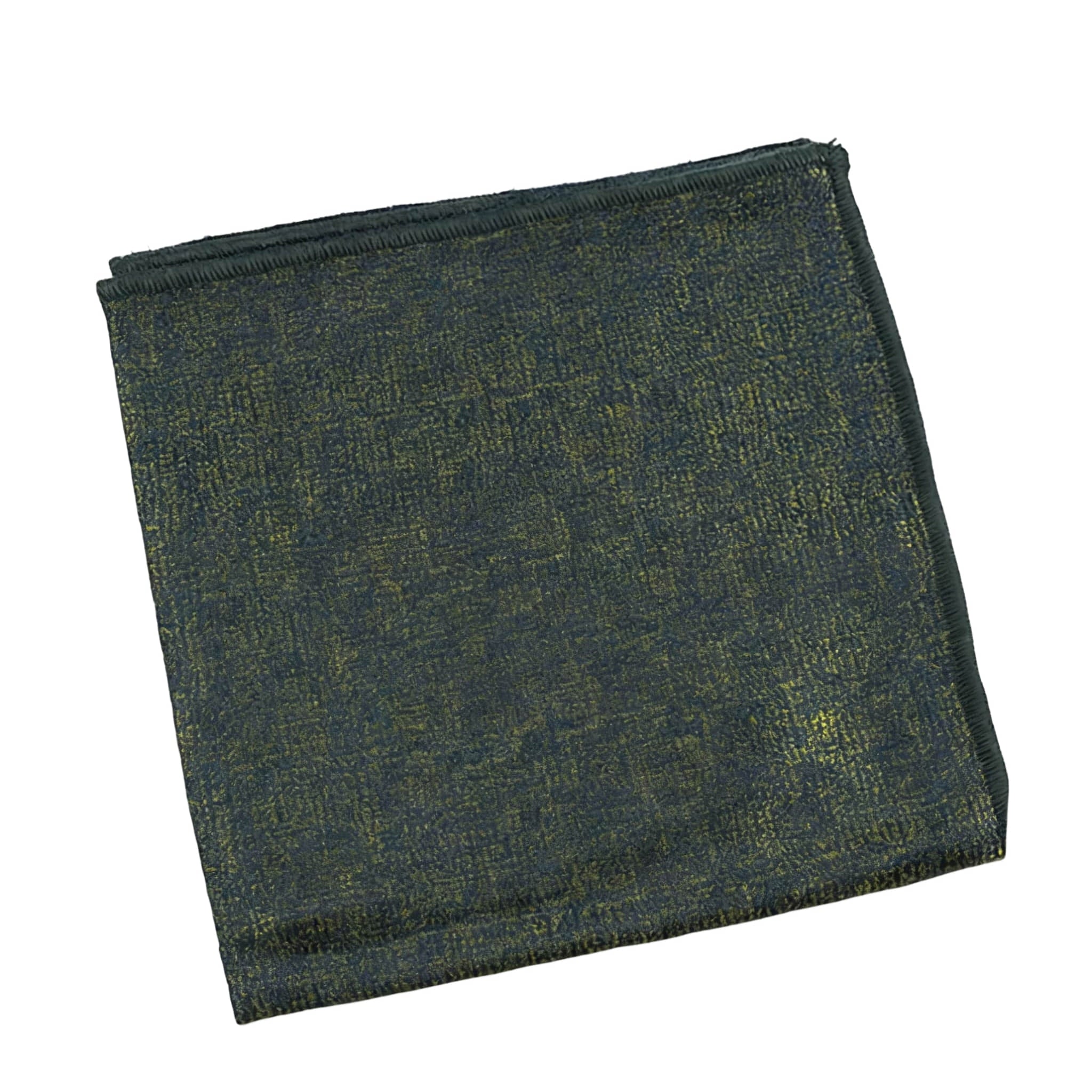 Dark Green Gold Textured Pocket Square