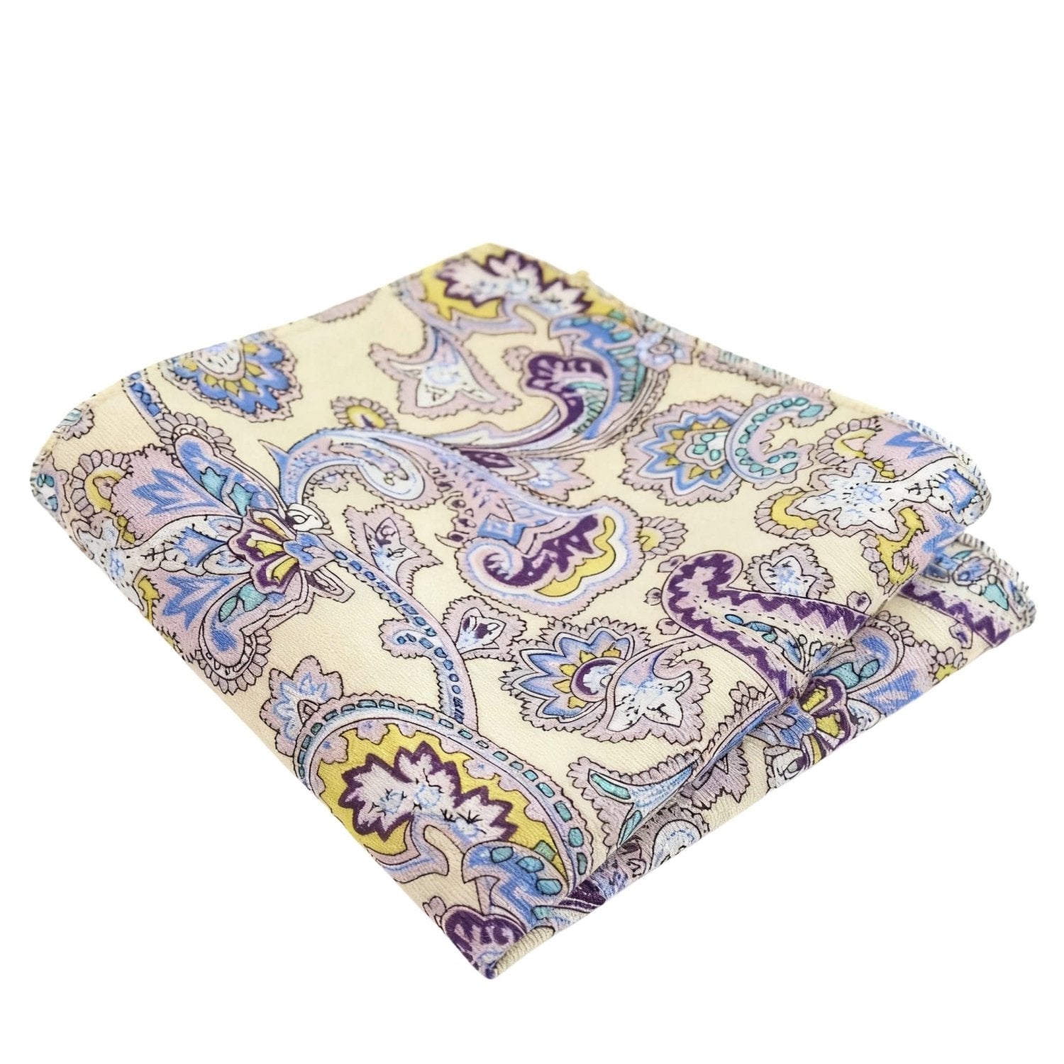 Beige With Purple Paisley Pocket Square