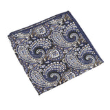 Navy Blue White Paisley Pocket Square